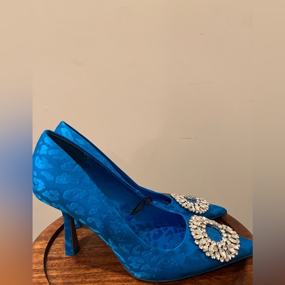 Zara Blue Embellished Heels - NWT - Picture 4 of 7